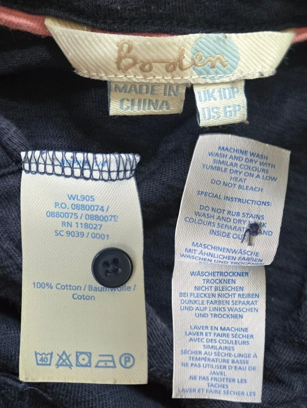 Navy Blue Boden Top 3/4 Sleeve - 6P - Picture 3 of 7